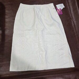NWT Vintage Liz Claiborne Collection White Linen Skirt Size 14 Deadstock 90s